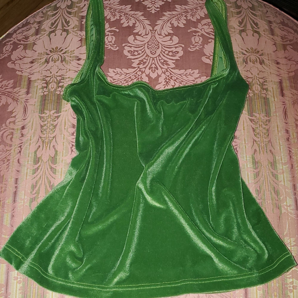 Louis Vuitton Green Velvet Tank Top Sz 40 Made In FRANCE